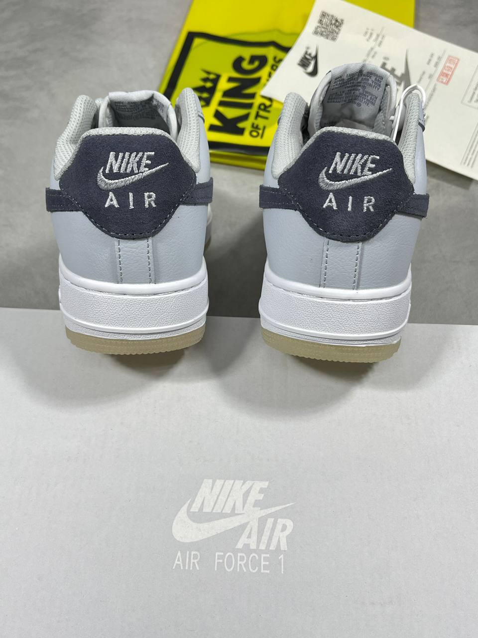 Nike Air Force 1 Swoosh Wolf Grey Mens Shoes Premium Fakes Best Sale UK Reps AAA Quality