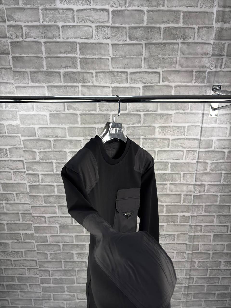 Prada Triangle-Logo Panelled Long Sleeved Mens Jumpers Best Sale UK Reps AAA Quality