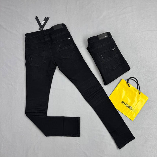 Amiri Leather Camo MX1 Aloha Patch Black Aged Jeans in Multiple Waist Sizes Mens Best Sale UK Reps AAA Quality