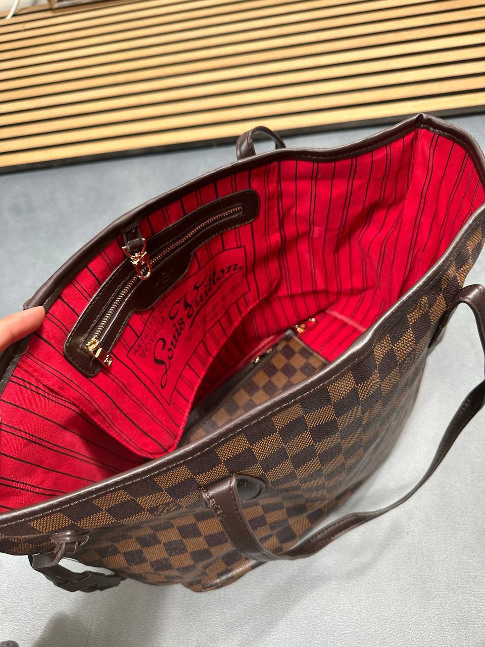 Louis Vuitton Damier Ebene Neverfull MM Tote Bag Womens in Brown UK Reps AAA Quality