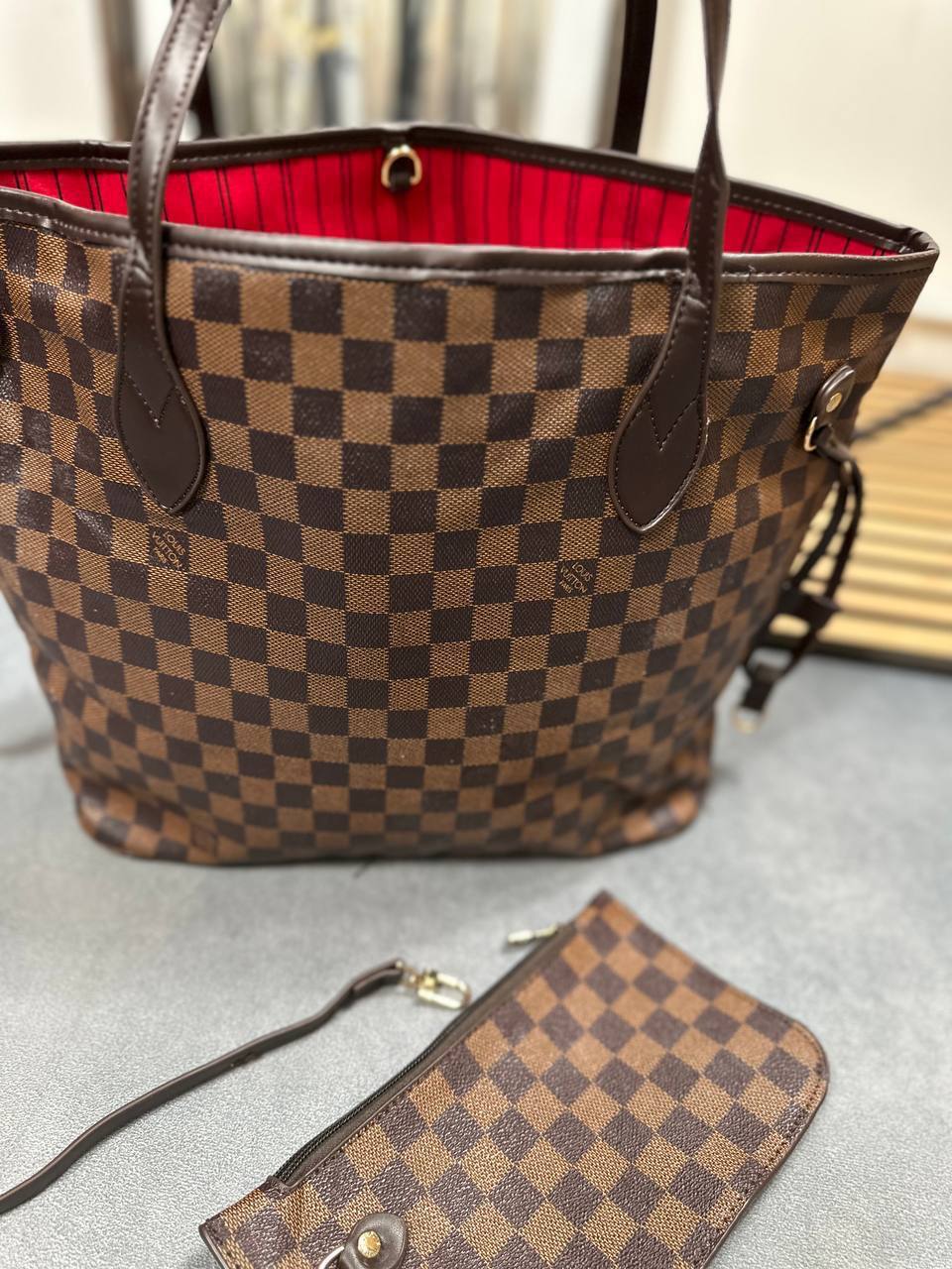 Louis Vuitton Damier Ebene Neverfull MM Tote Bag Womens in Brown UK Reps AAA Quality