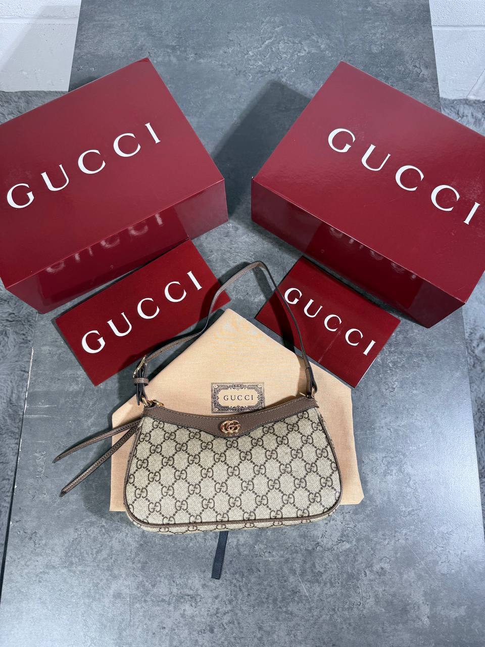 Gucci Ophidia Small Shoulder Bag in Beige and Dark Brown GG Womens UK Reps AAA Quality
