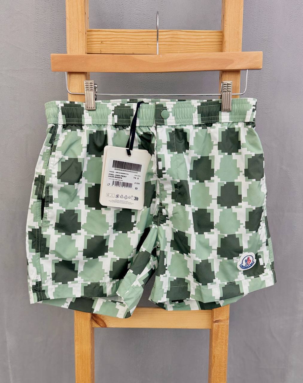 Moncler Logo Print Pixel Logo Swim Shorts Mens in 2 Colors Best Sale UK Reps AAA Quality