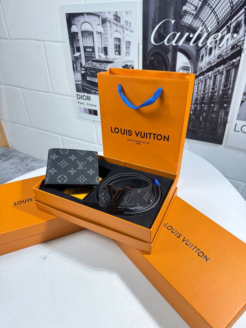 Louis Vuitton Monogram Eclipse Canvas Wallets & Belts Sets Mens Black Buckle Best Sale AAA Quality UK Reps