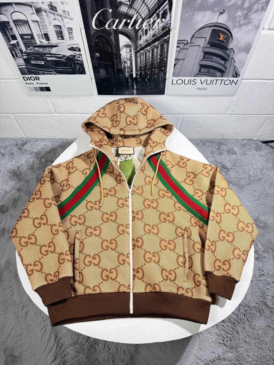 Gucci GG Supreme Hooded Monogram Tracksuits For Mens in 2 Colors Best Sale UK Reps AAA Quality