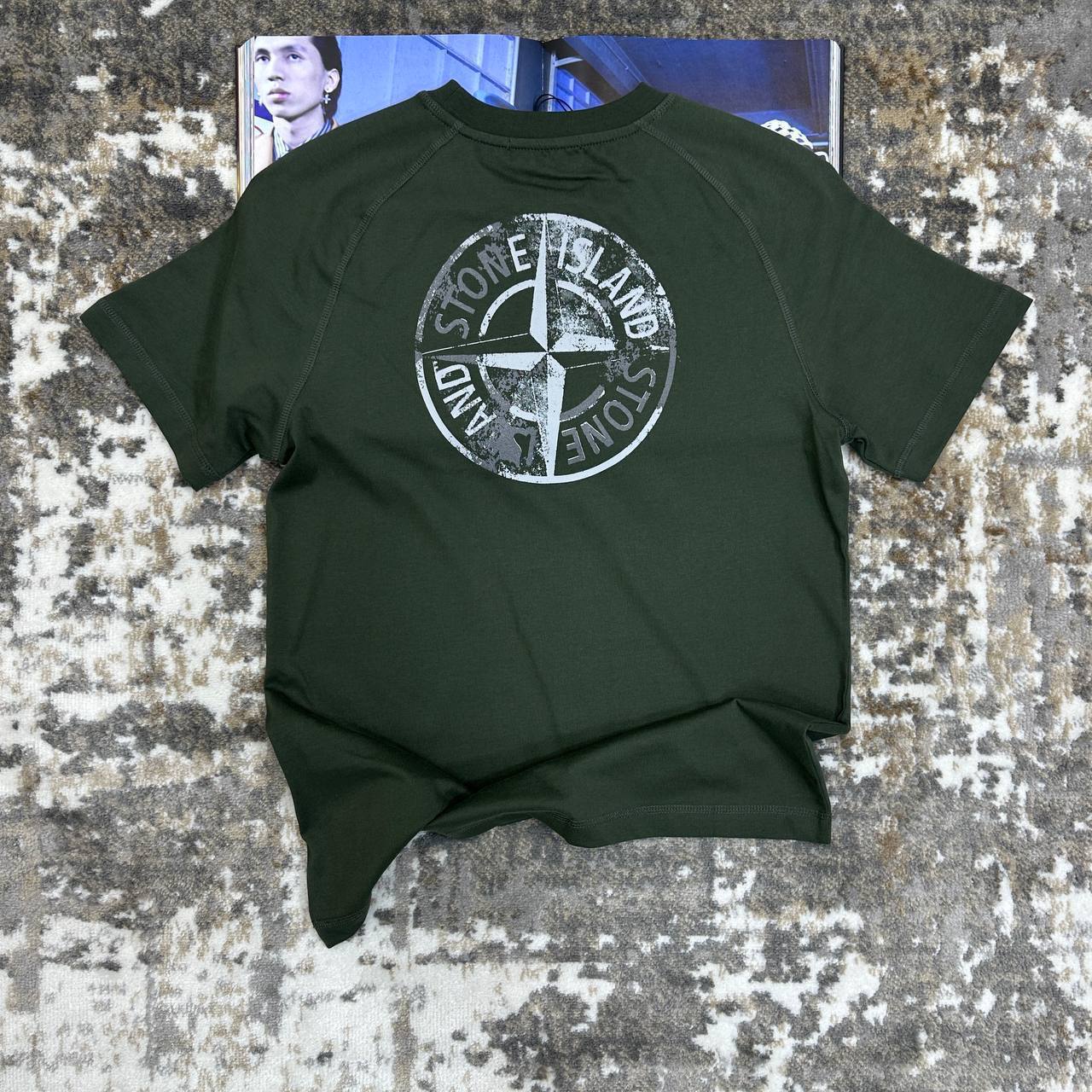 Stone Island Compass-Printed Crewneck T-Shirts Mens in Multiple Colors UK Reps AAA Quality