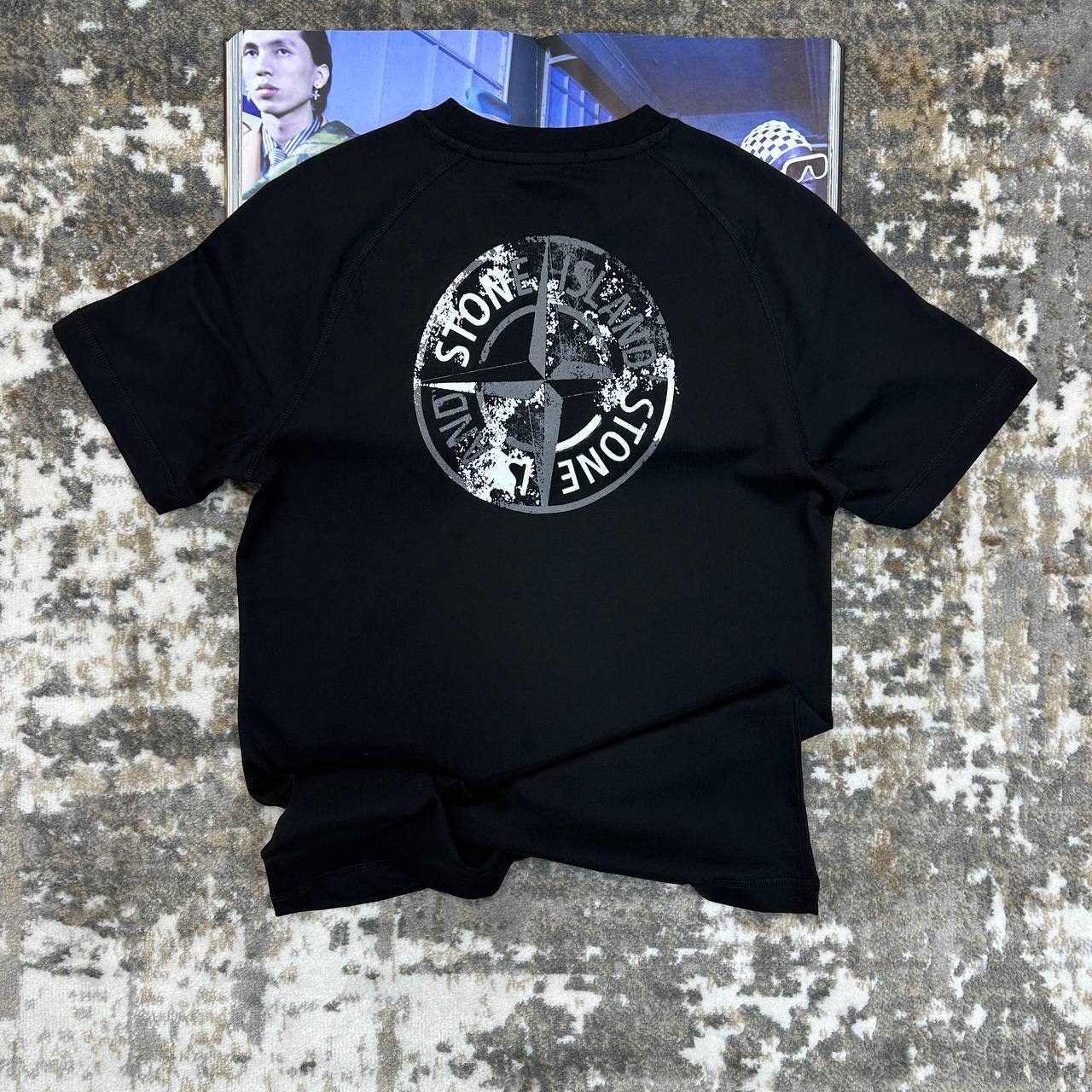 Stone Island Compass-Printed Crewneck T-Shirts Mens in Multiple Colors UK Reps AAA Quality