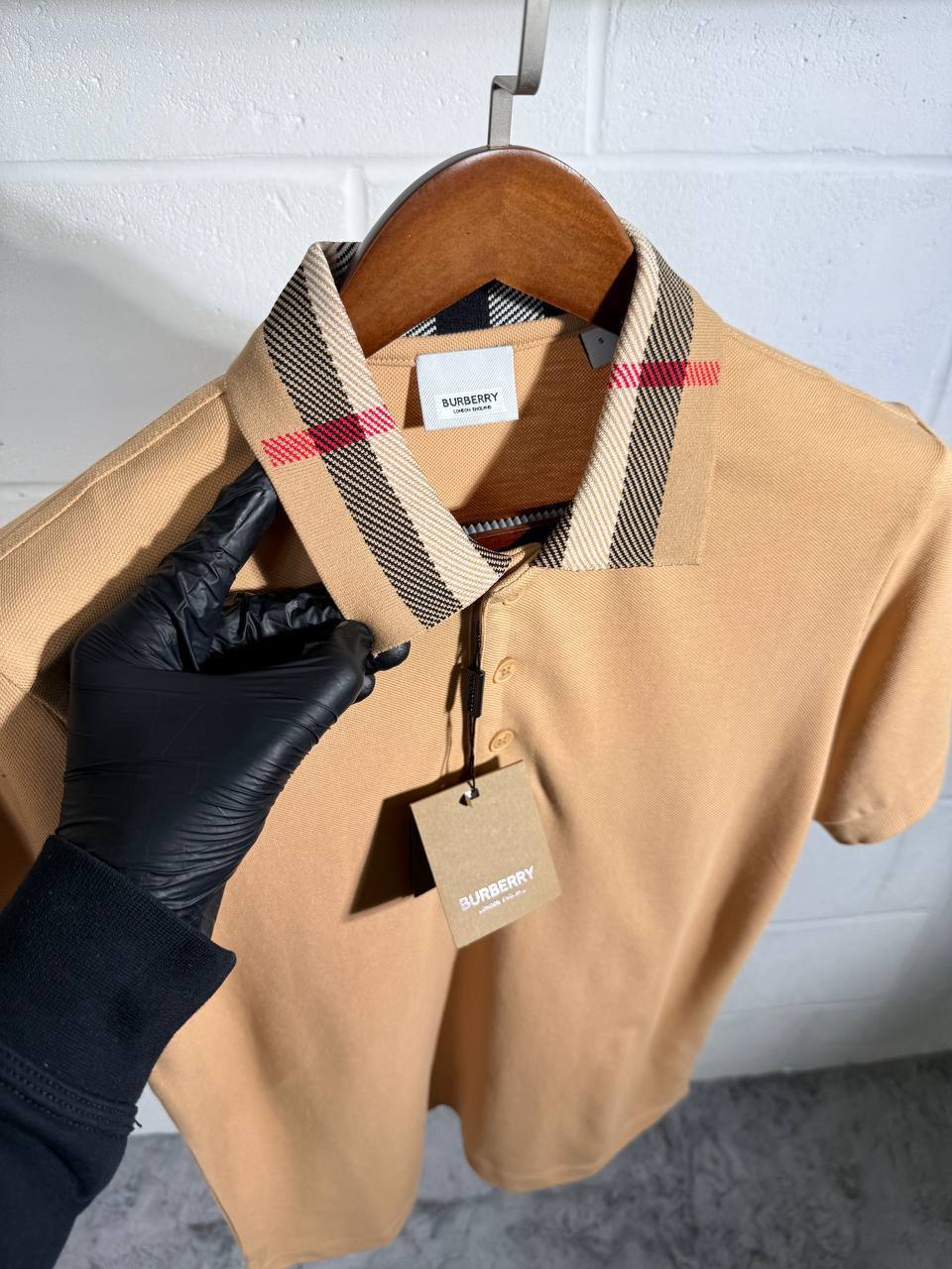 Burberry Check Collar Cotton Polo Shirt Mens in Multiple Colors Best Sale UK Reps AAA Quality