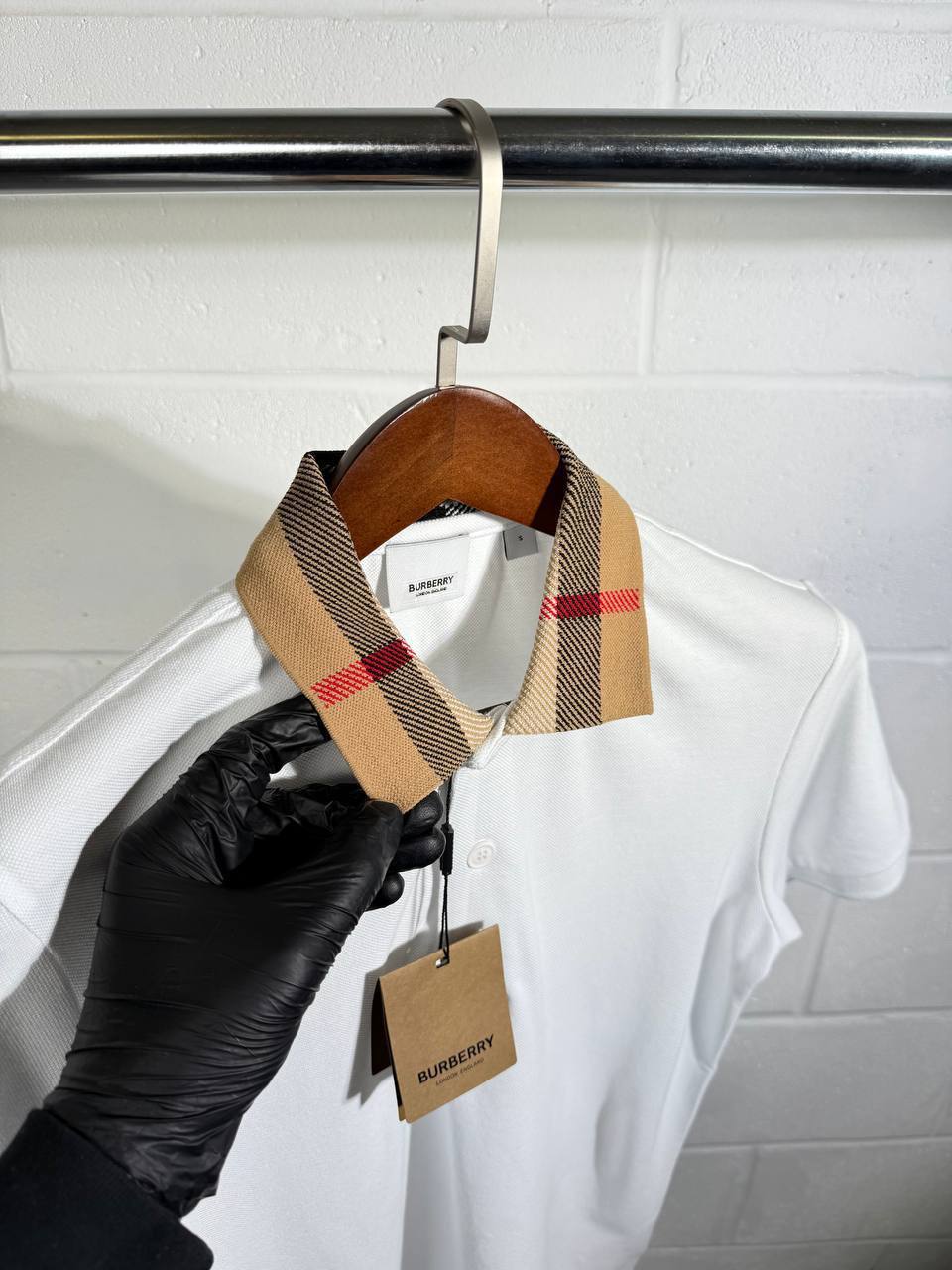 Burberry Check Collar Cotton Polo Shirt Mens in Multiple Colors Best Sale UK Reps AAA Quality