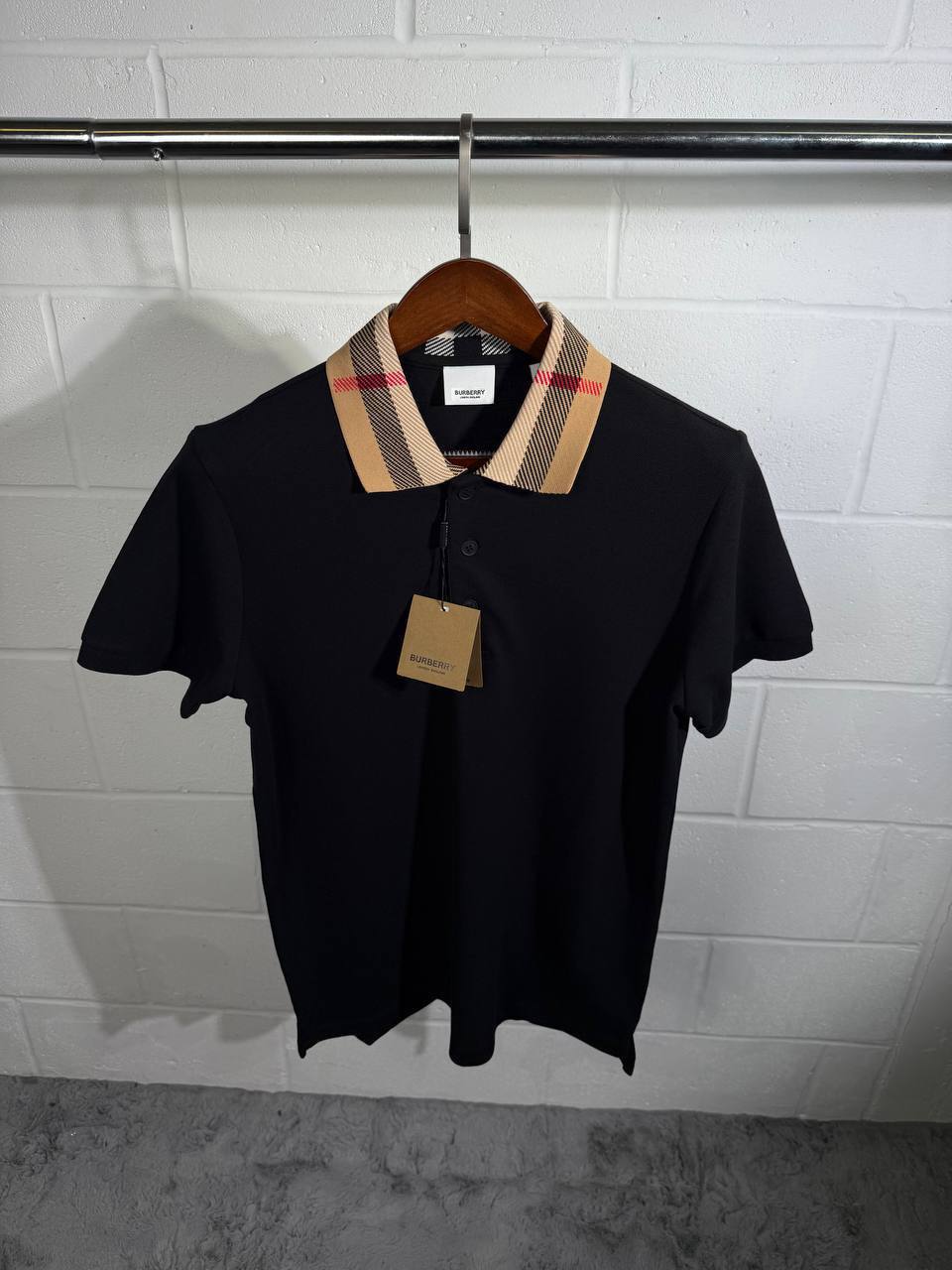 Burberry Check Collar Cotton Polo Shirt Mens in Multiple Colors Best Sale UK Reps AAA Quality