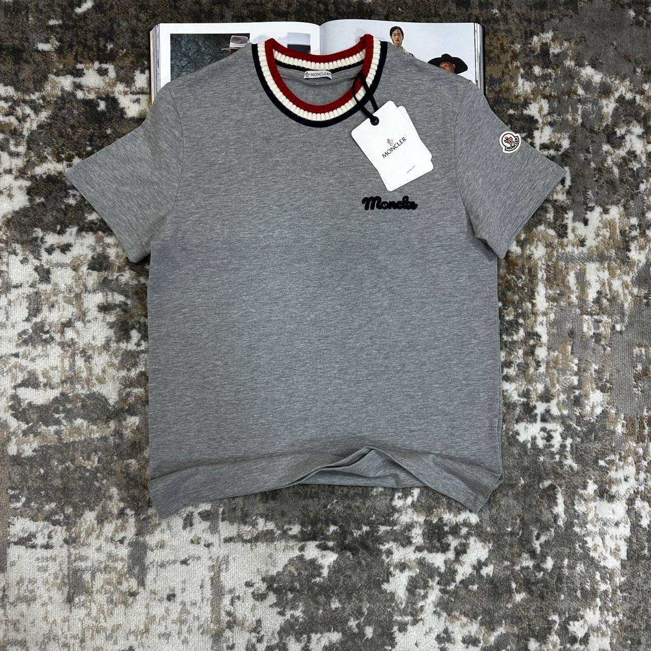 Moncler Ribbed-Trim Logo- Embroidered Cotton T-Shirts Mens in Multiple Colors Best Sale UK Reps AAA Quality