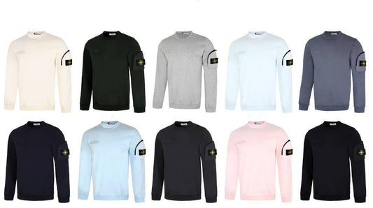 Stone Island Crewneck Jumpers with Zip Sleeves Mens in Multiple Colors UK Reps AAA Quality