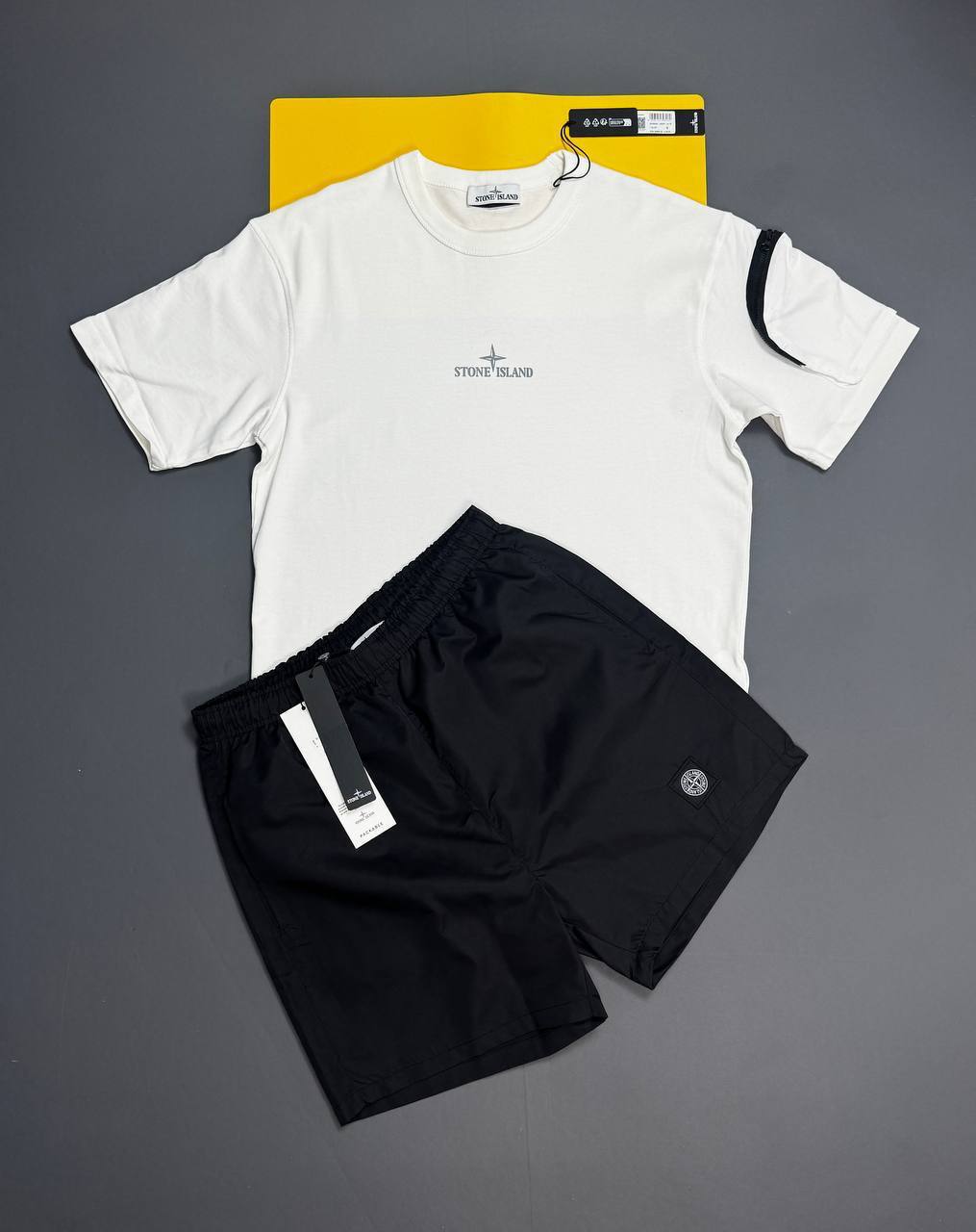 Stone Island Regular Fit Logo Embroidered T-Shirts & Shorts Sets Mens UK Reps AAA Quality