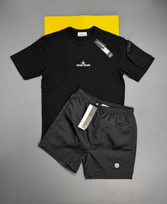 Stone Island Regular Fit Logo Embroidered T-Shirts & Shorts Sets Mens UK Reps AAA Quality