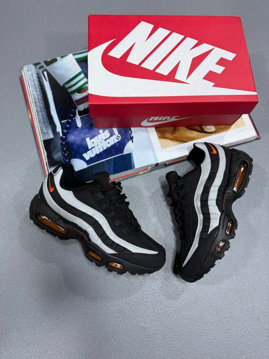 Nike Air Max 95 Black Grey Safety Orange Mens Trainers Best Sale UK Reps AAA Quality