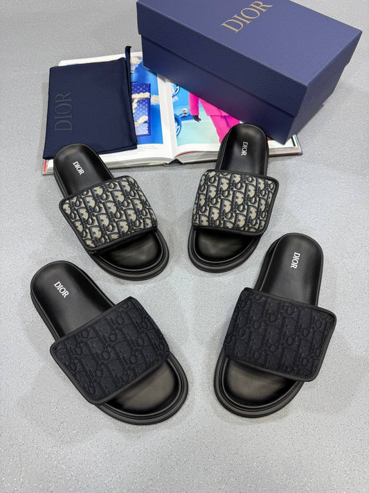 Christian Dior Aqua Sliders Oblique Jacquard in 2 Colors Mens UK Reps AAA Quality