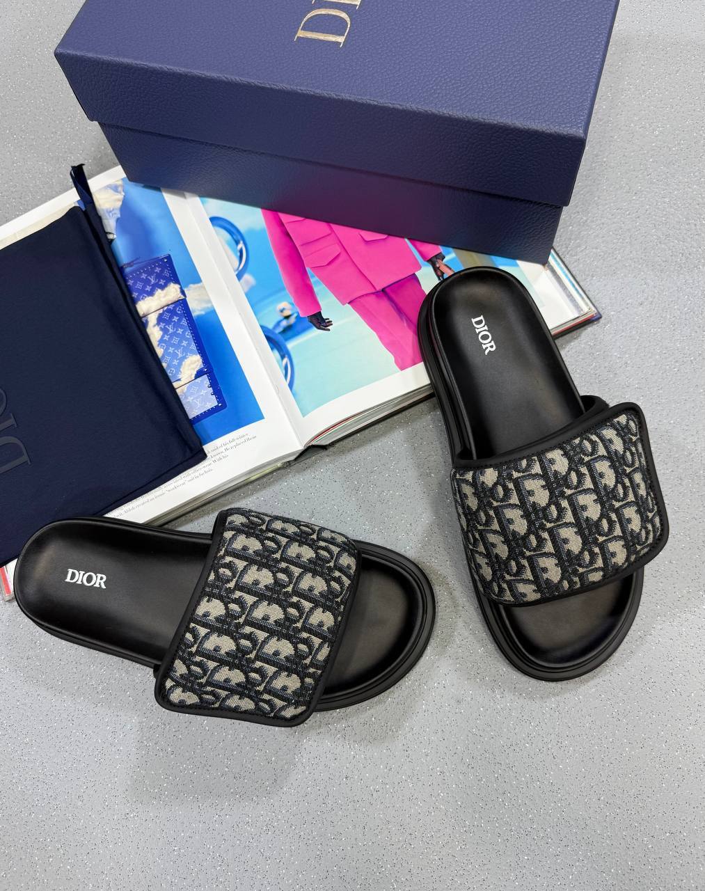 Christian Dior Aqua Sliders Oblique Jacquard in 2 Colors Mens UK Reps AAA Quality