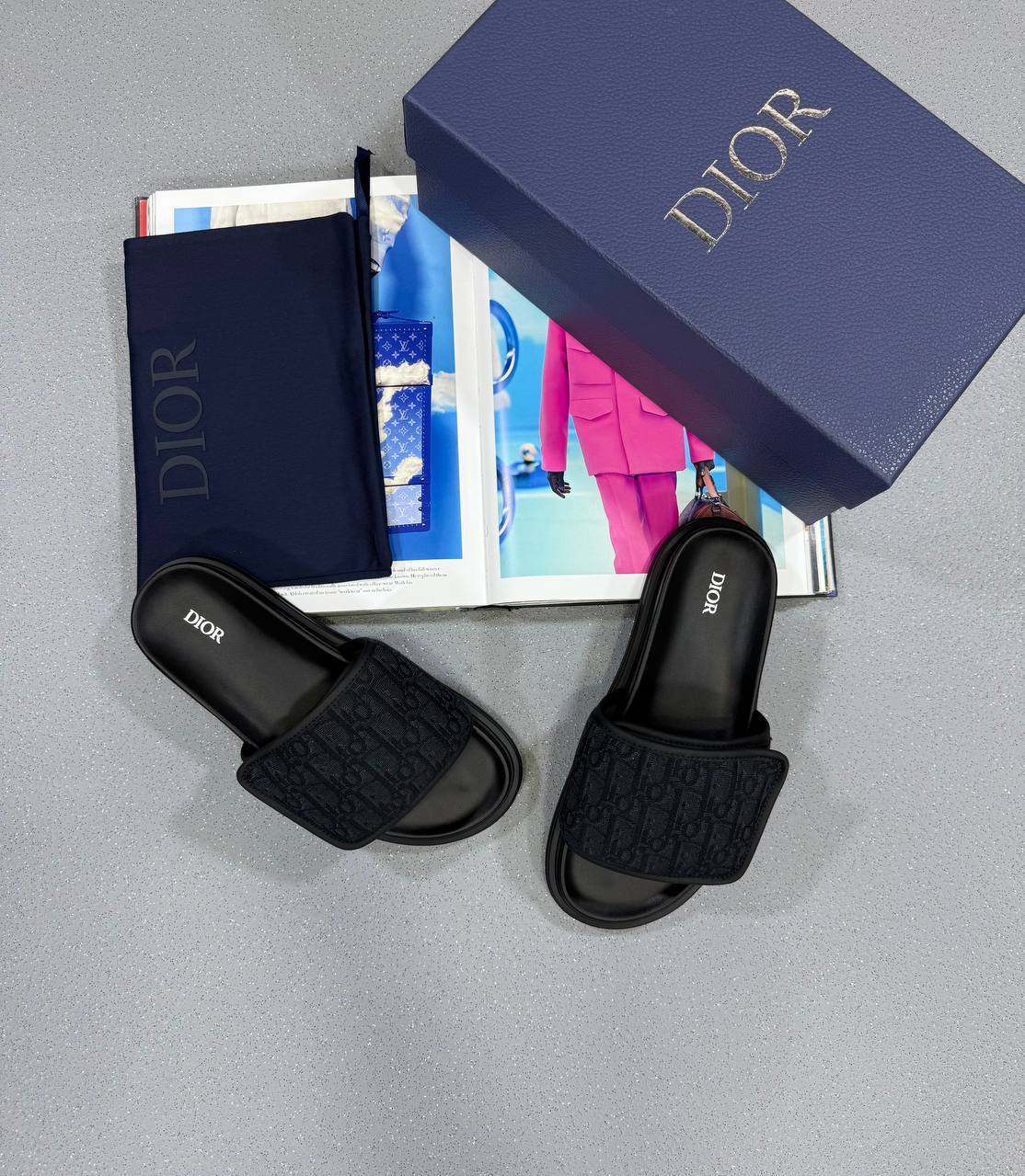 Christian Dior Aqua Sliders Oblique Jacquard in 2 Colors Mens UK Reps AAA Quality