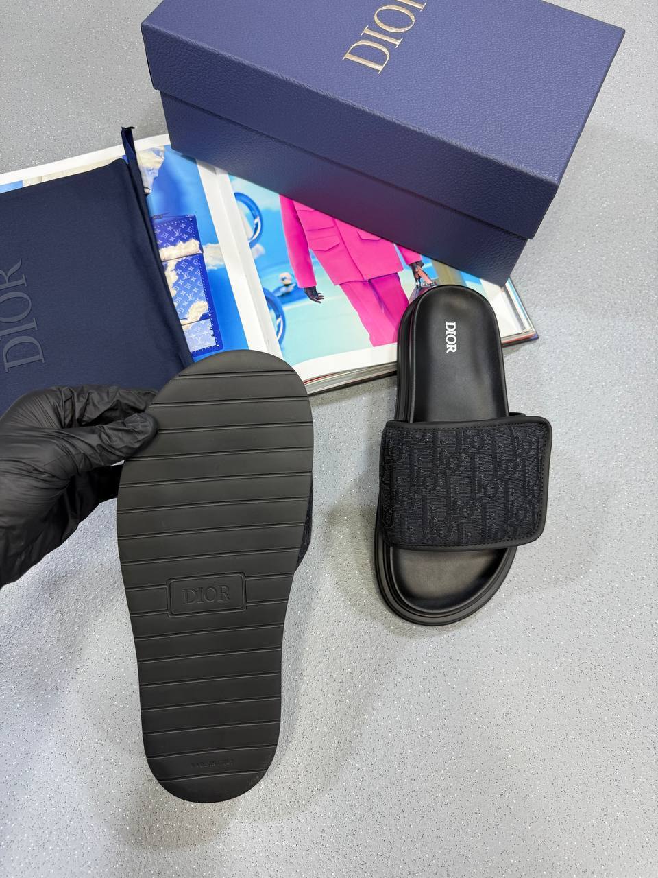 Christian Dior Aqua Sliders Oblique Jacquard in 2 Colors Mens UK Reps AAA Quality