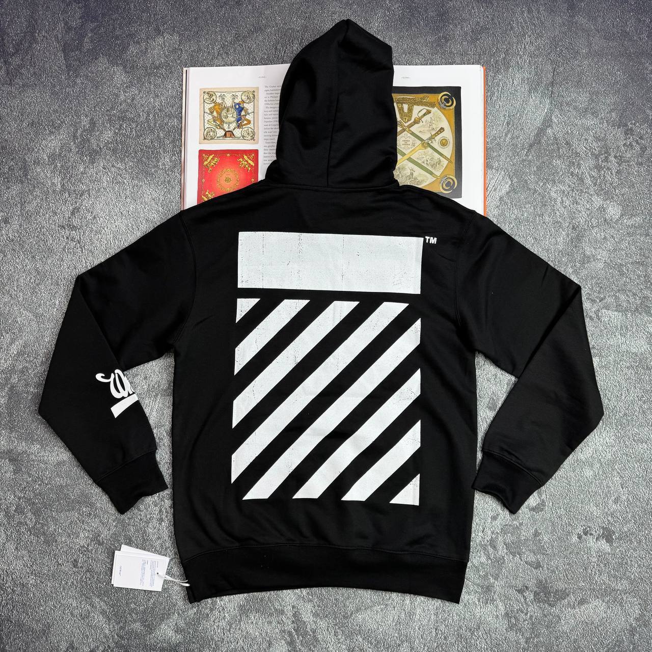 Off-White Black Big Off Diag Skate Hoodie Mens in Black Color Best Sale UK Reps AAA Quality