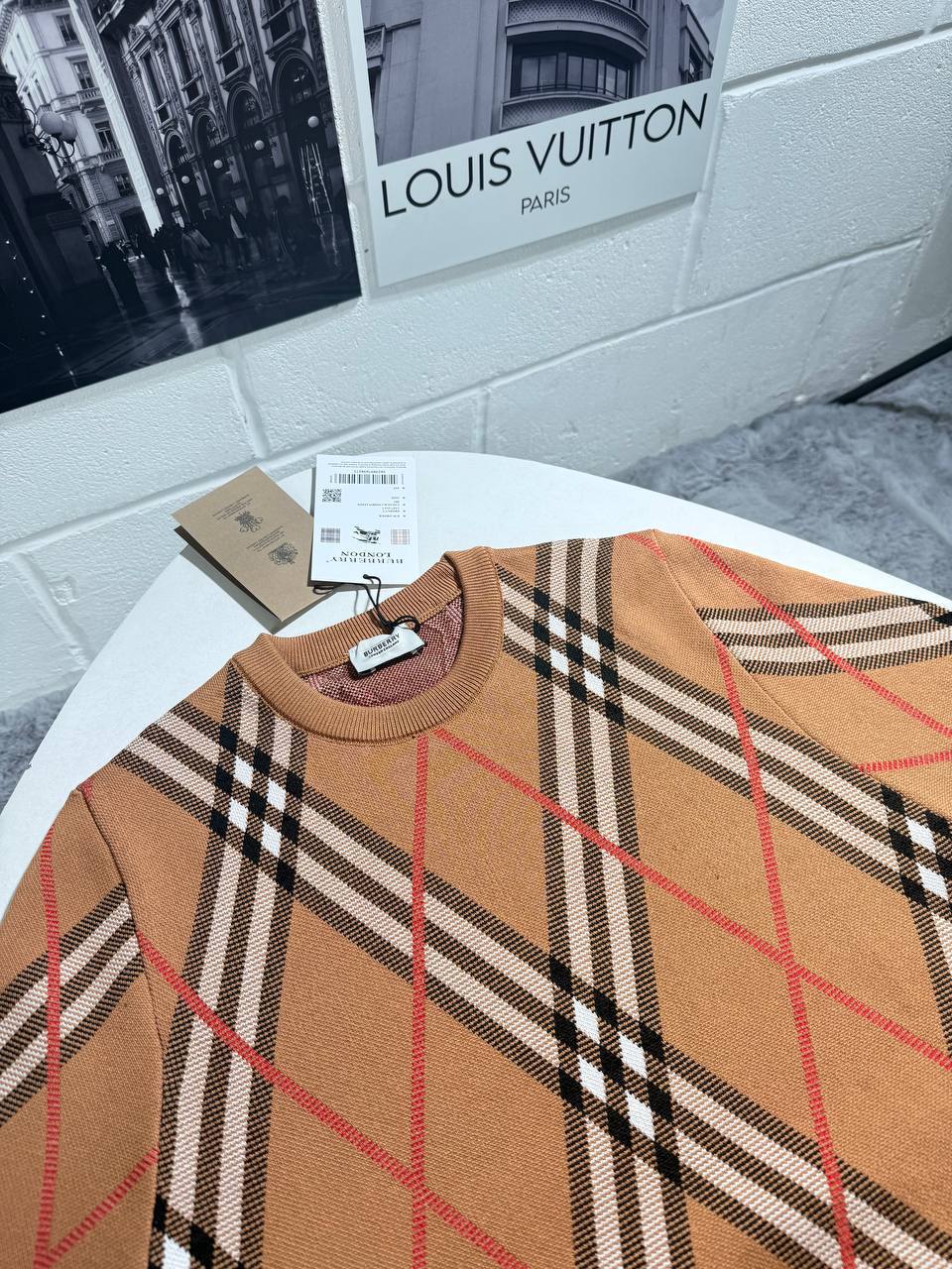 Burberry Nova Check Long-Sleeve Brown Sweatshirt Mens Best Sale UK Reps AAA Quality