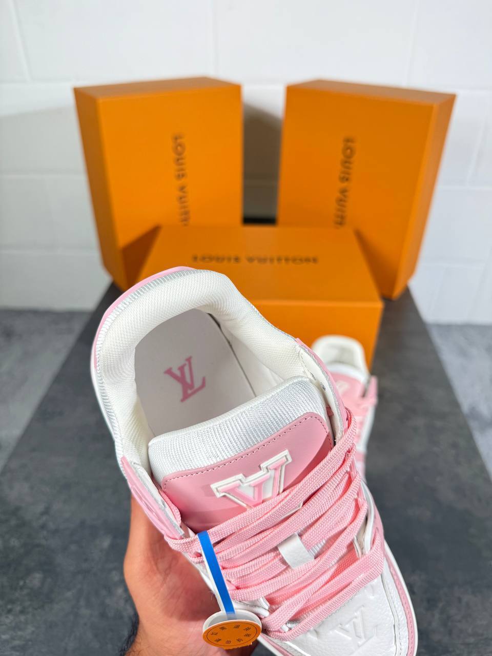 Louis Vuitton LV Low Top Trainers in Pink Womens Best Sale UK Reps AAA Quality