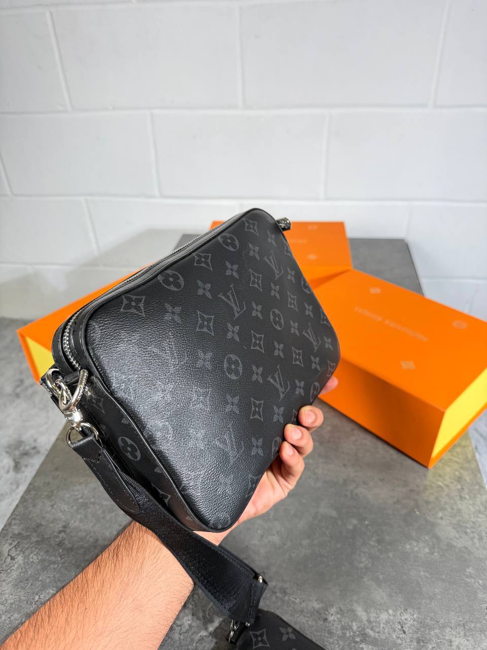 Louis Vuitton Noir Eclipse Monogram Trio Messenger Bags Mens UK Reps AAA Quality