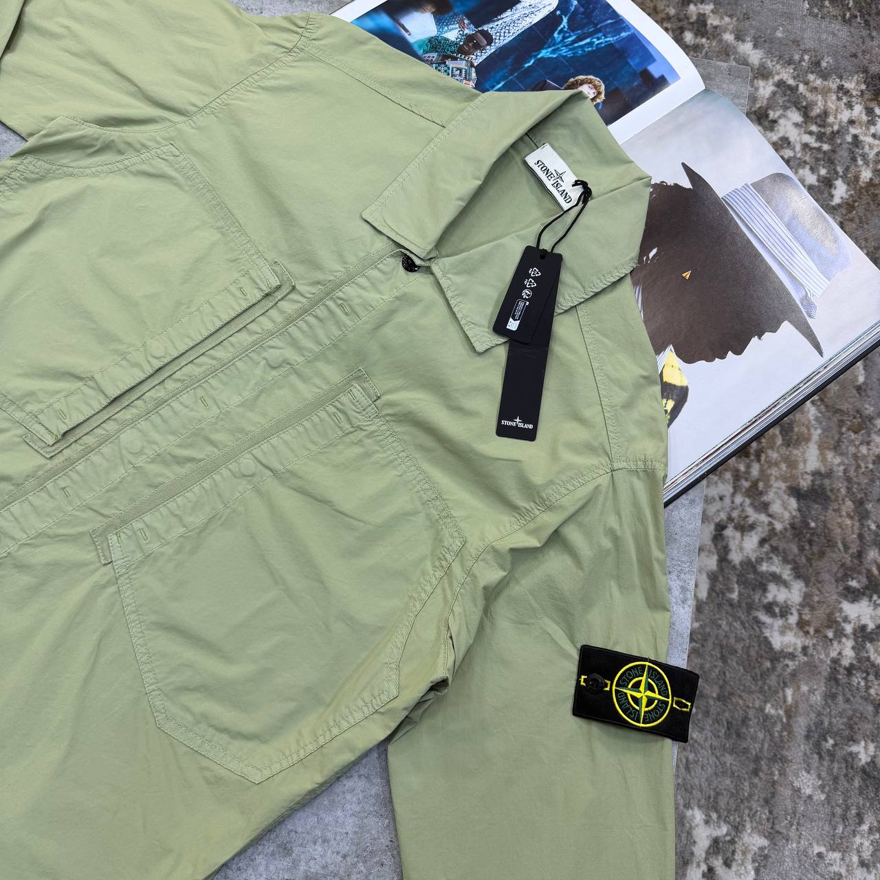 Stone Island Compass Badge Overshirt Mens Light Pistachio UK Reps AAA Quality