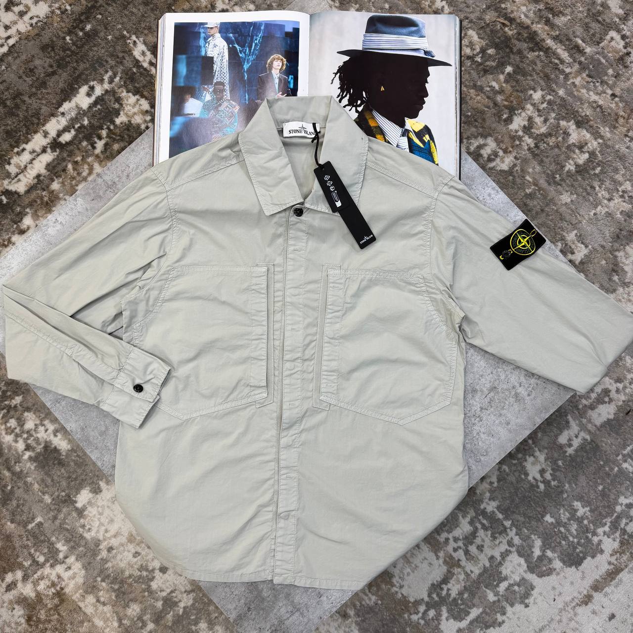 Stone Island Compass Badge Overshirt Light Stucco Mens UK Reps AAA Quality