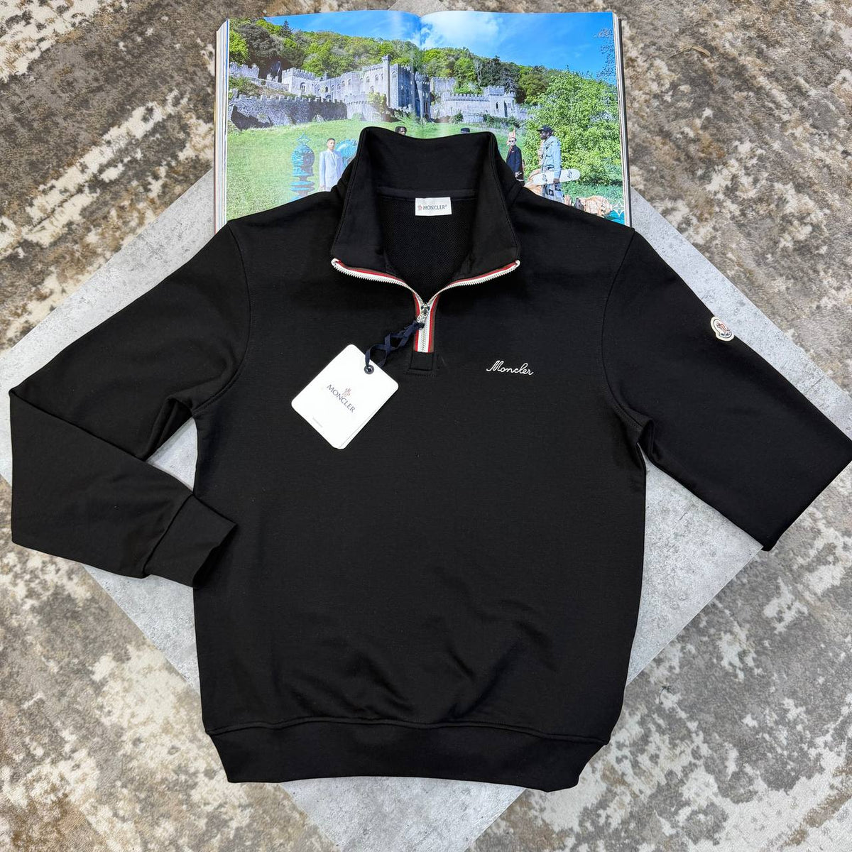 Moncler Logo-Embroidered Jumpers for Men Black UK Reps Superclone Quality