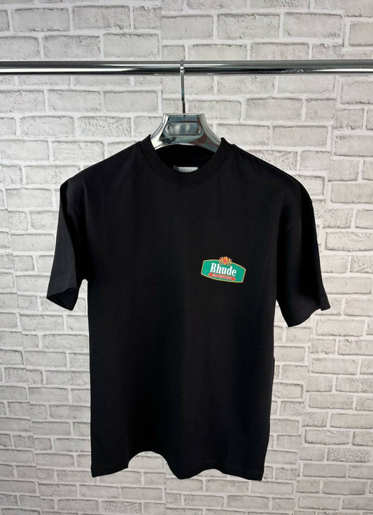 Rhude Racing Crest Tee in Vintage Black Logo T-Shirt Mens Best Sale UK Reps AAA Quality