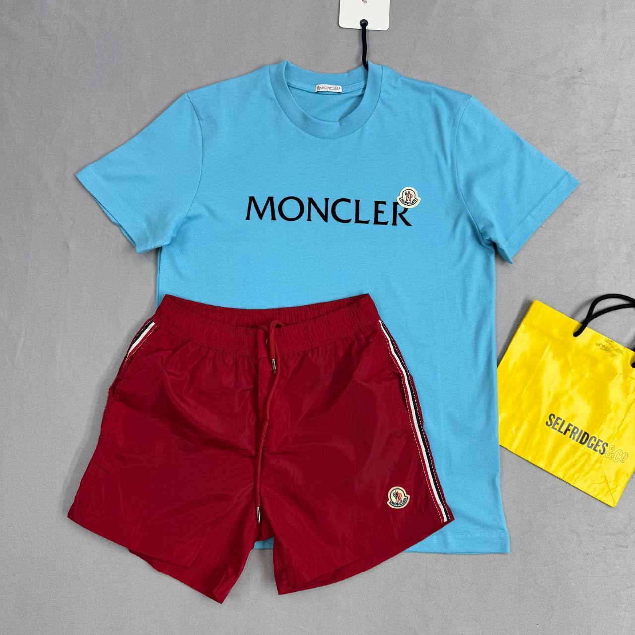 Moncler Embroidered  Logo-Print Cotton T-Shirts & Shorts Sets Mens in Multiple Colors UK Reps AAA Quality