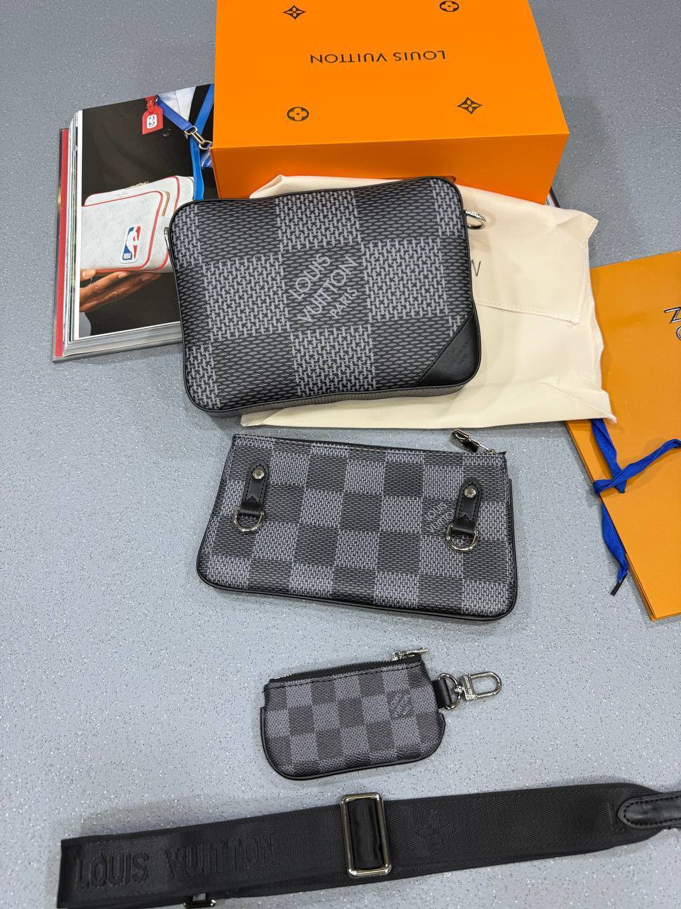 Louis Vuitton Damier Graphite Trio Crossbody Messenger Mens Bag UK Reps AAA Quality