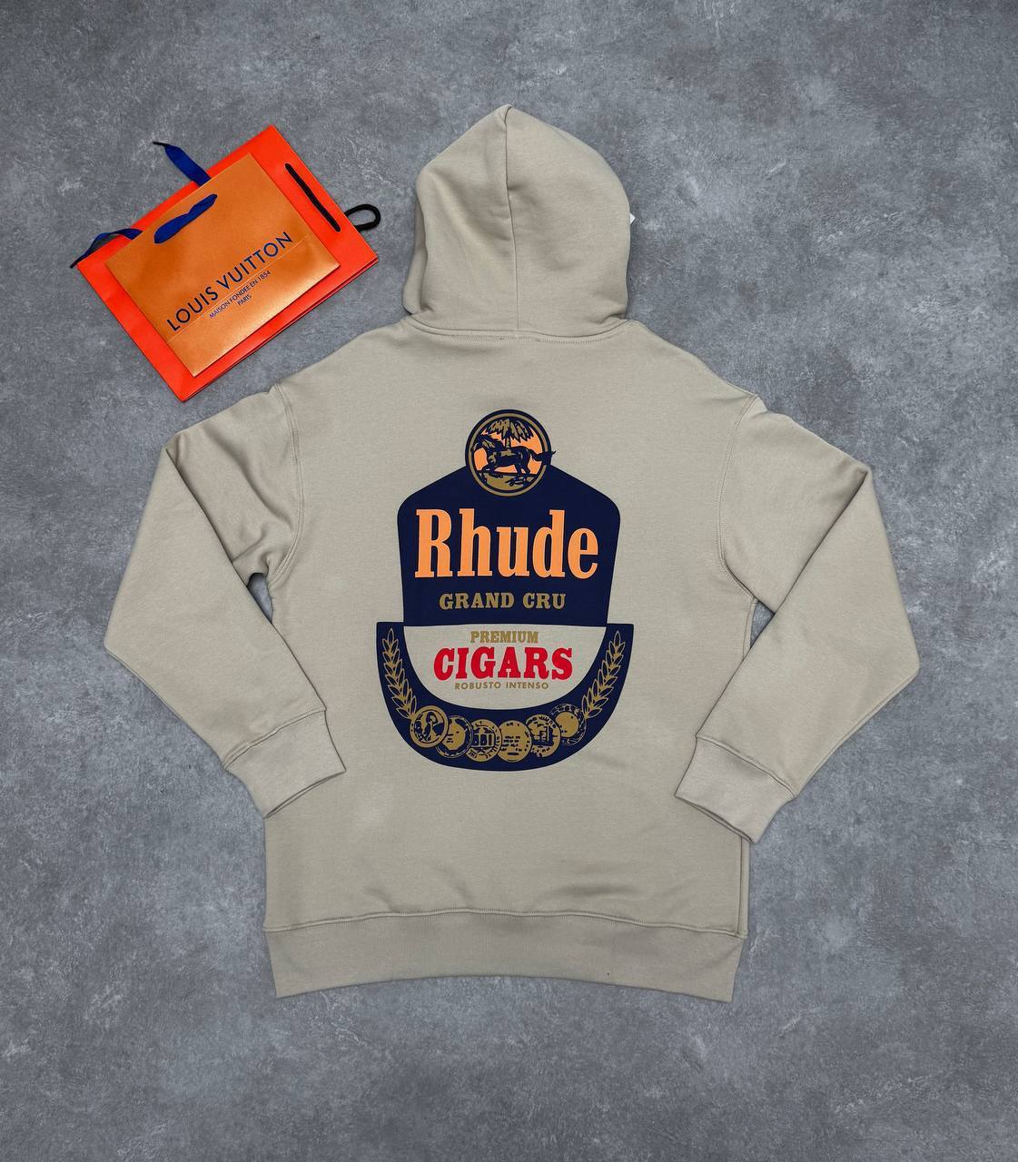Rhude Grand Cru Crest Cigar Cotton Hoodie Logo-Print Mens in Multiple Colors UK Reps AAA Quality