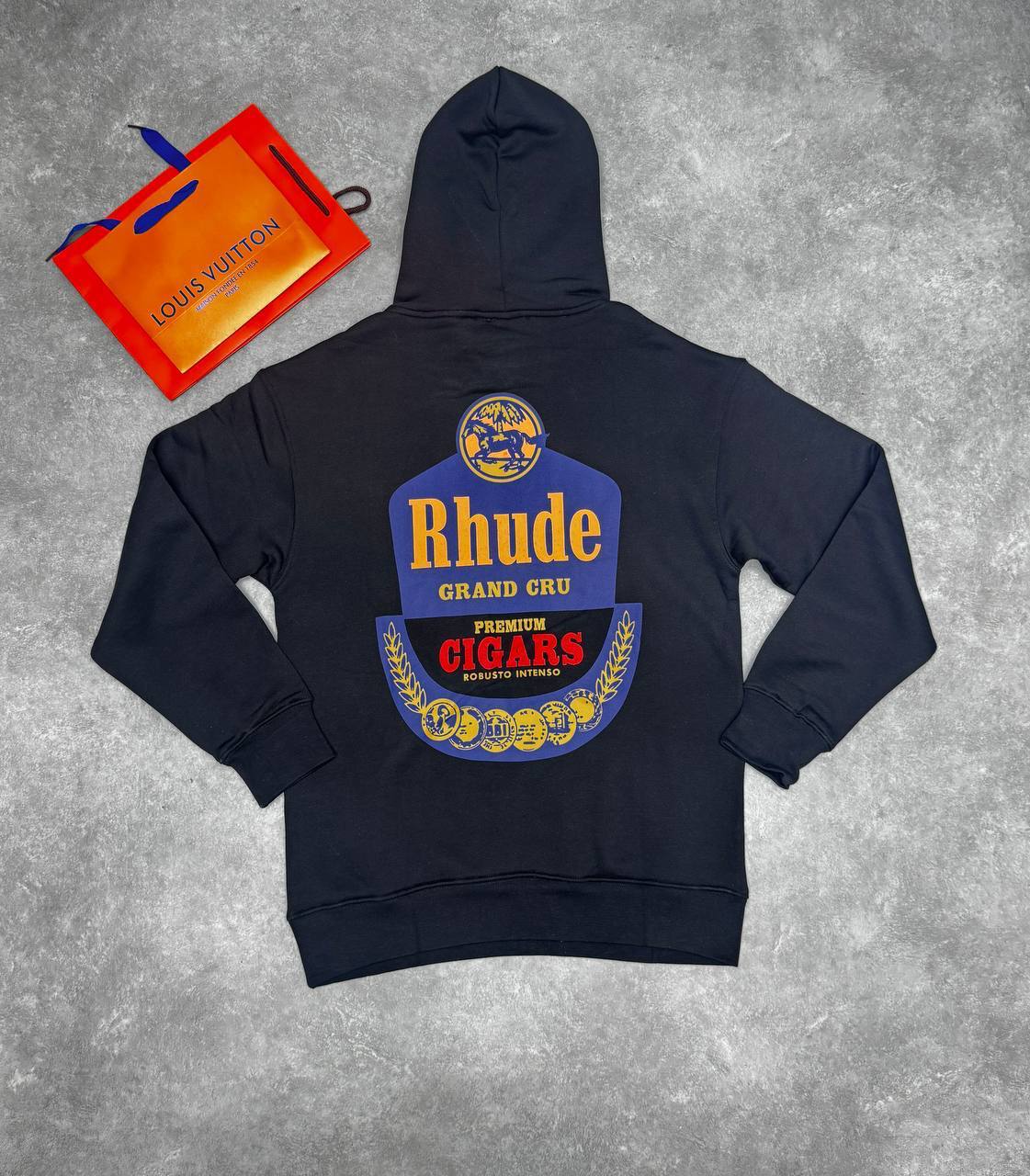 Rhude Grand Cru Crest Cigar Cotton Hoodie Logo-Print Mens in Multiple Colors UK Reps AAA Quality