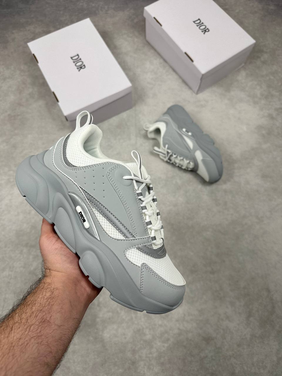 Dior B22 Homme 'Triple Grey' Mens Sneakers Best Sale UK Reps AAA Quality