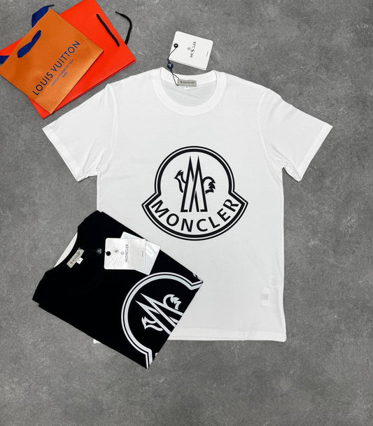 Moncler Overlapping Logo Print Short Sleeves T-Shirts in 2 Colors Mens UK Reps AAA Quality