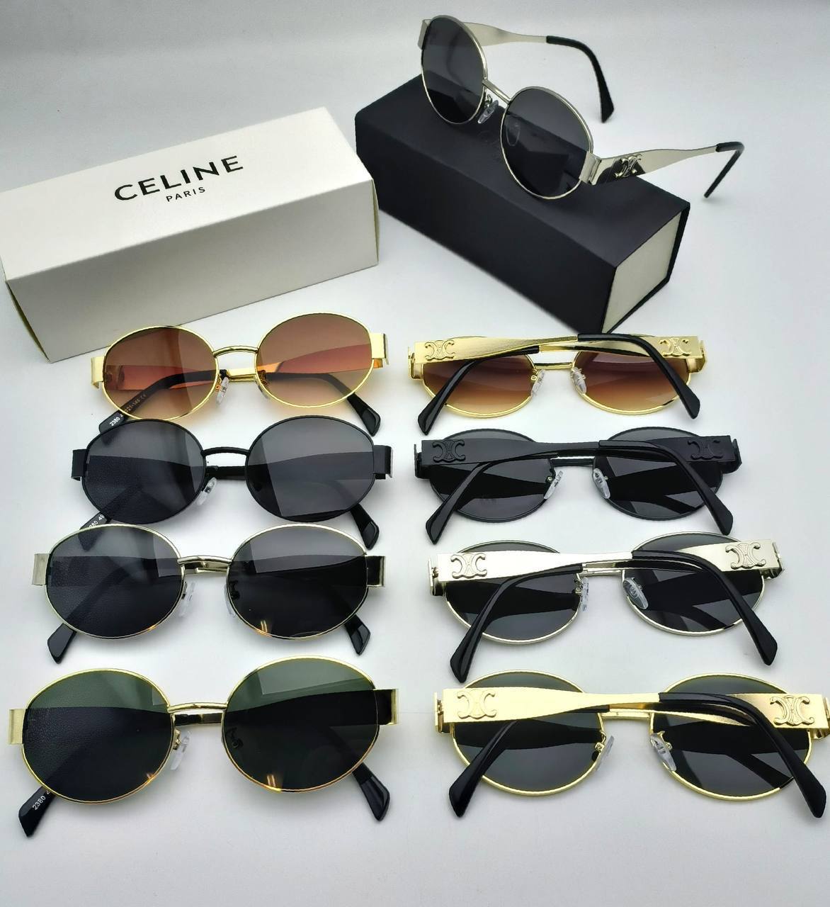 Celine Unisex Metal Retro Chic Polarized Oval Sunglasses in Multiple Colors UK Reps AAA Quality