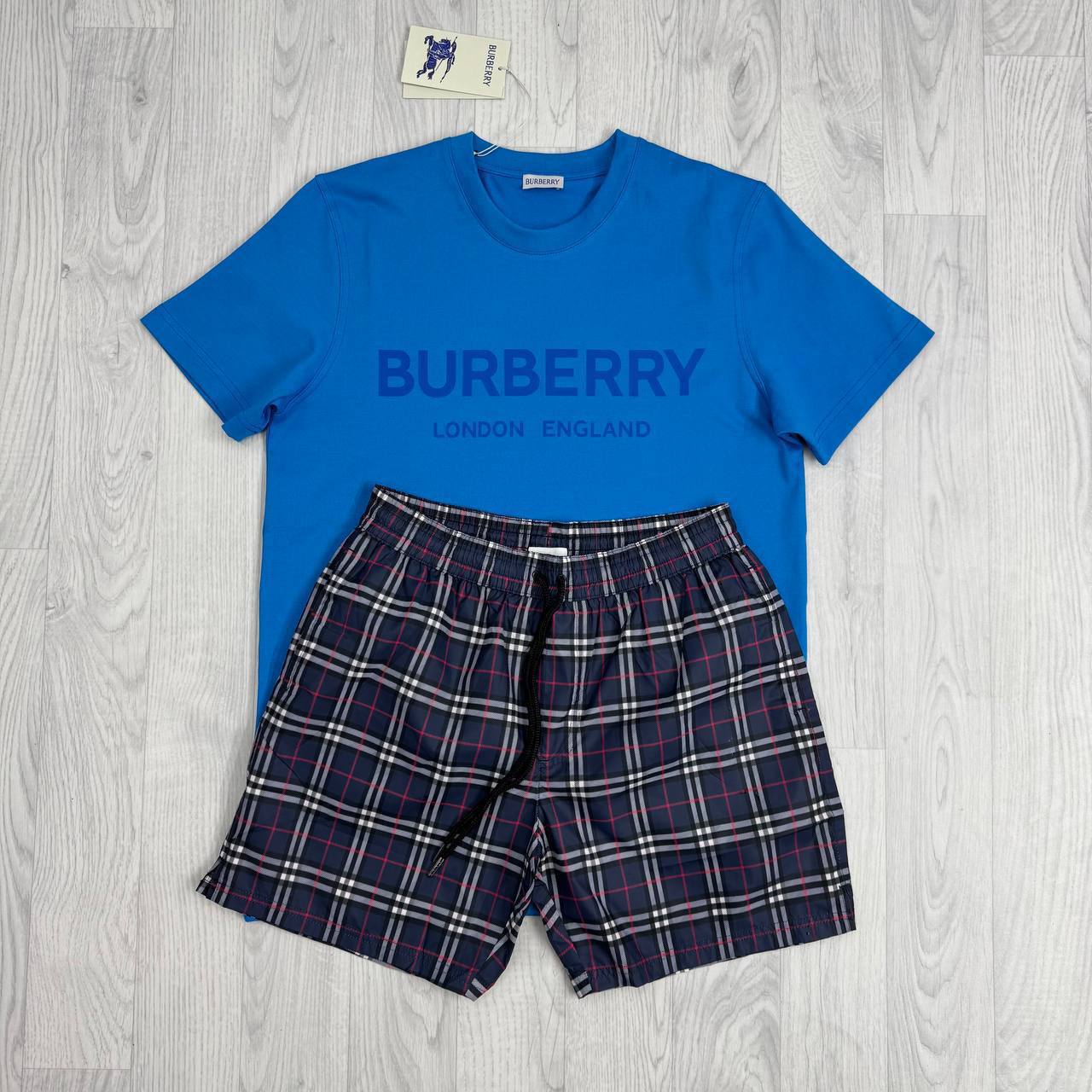 Burberry Shotover Logo Print T Shirt & Shorts Set Mens in Multiple Colors UK Reps AAA Quality