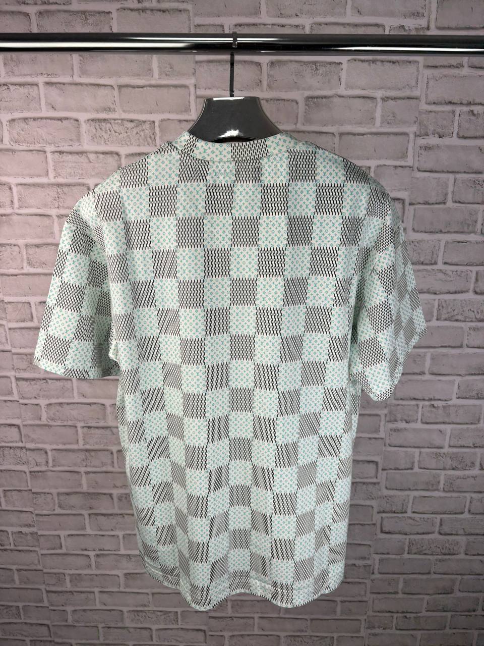 Louis Vuitton Printed Short-Sleeved Cotton Damier Monogram T-Shirts in White Mens UK Reps AAA Quality