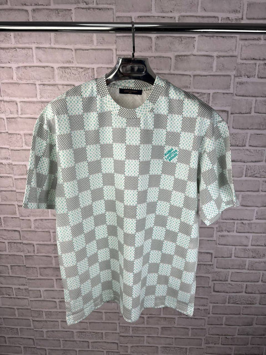 Louis Vuitton Printed Short-Sleeved Cotton Damier Monogram T-Shirts in White Mens UK Reps AAA Quality