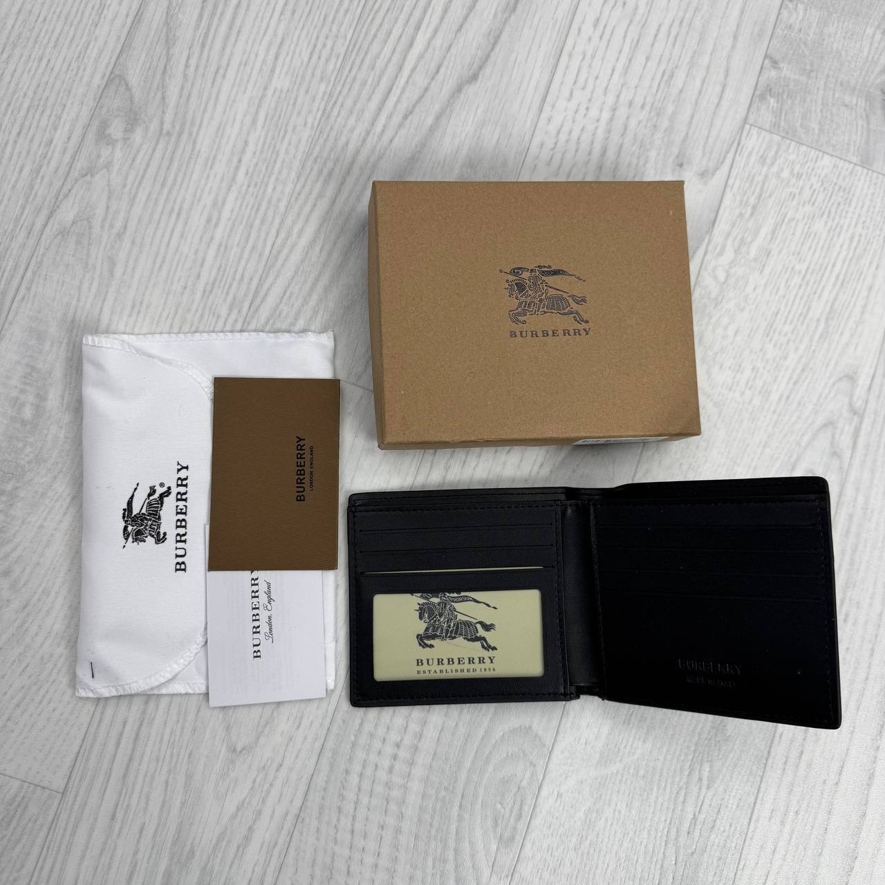 Burberry BB Premium Quality Monogram Leather Wallet in Black Mens UK Reps AAA Quality