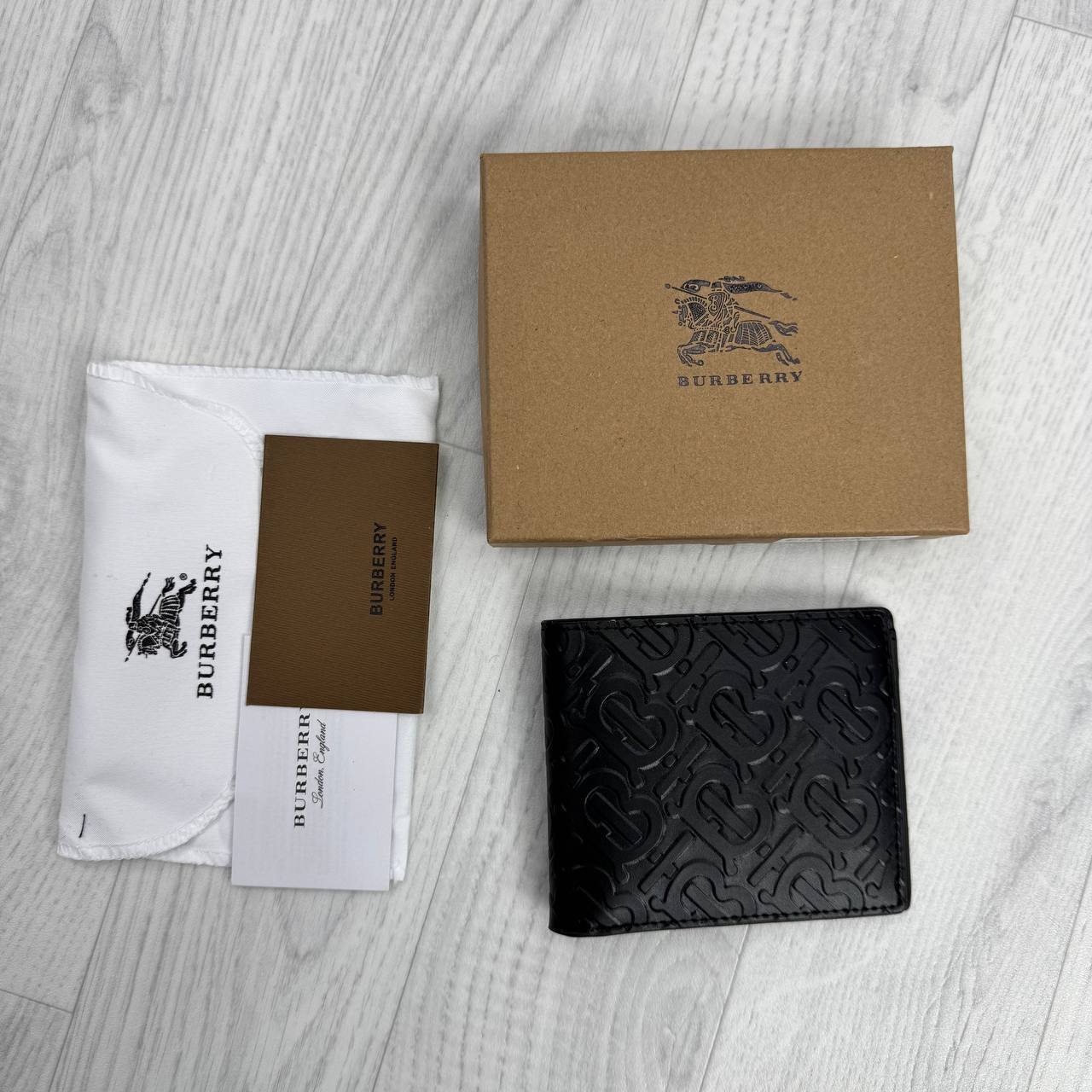 Burberry BB Premium Quality Monogram Leather Wallet in Black Mens UK Reps AAA Quality