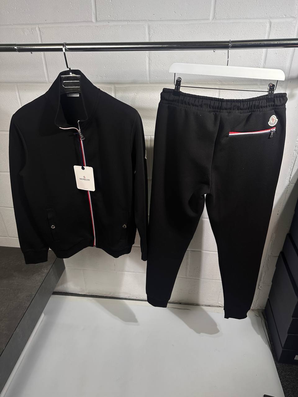 Moncler Tricolour-Trim Cotton Fashion Tracksuits Mens in 2 Colors UK Reps AAA Quality