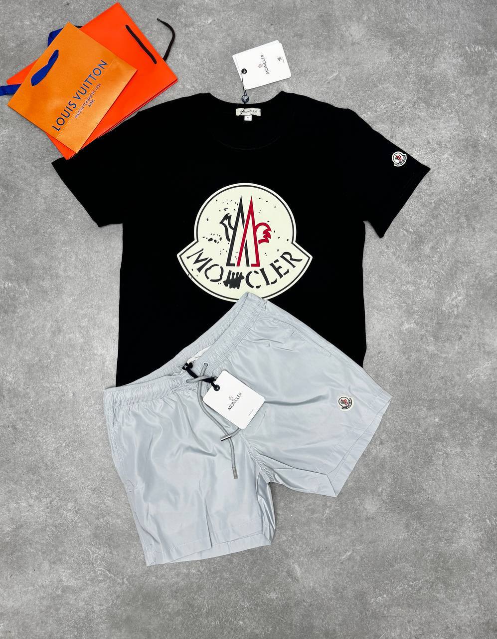 Moncler Scribble Logo Cotton T-Shirts & Shorts Set Mens in Multiple Colors UK Reps AAA Quality