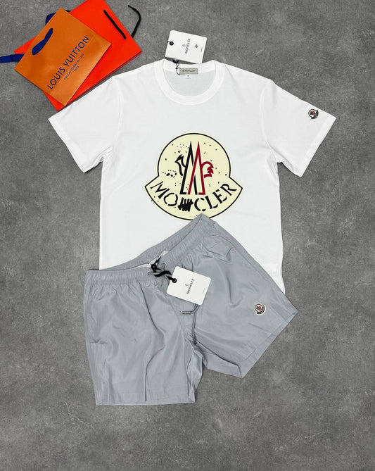 Moncler Scribble Logo Cotton T-Shirts & Shorts Set Mens in Multiple Colors UK Reps AAA Quality