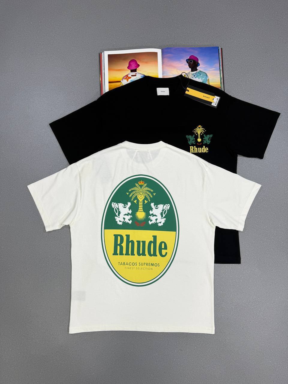 Rhude Tobacco Crew Neck Graphic Print T-shirts Mens in 2 Colors UK Reps AAA Quality