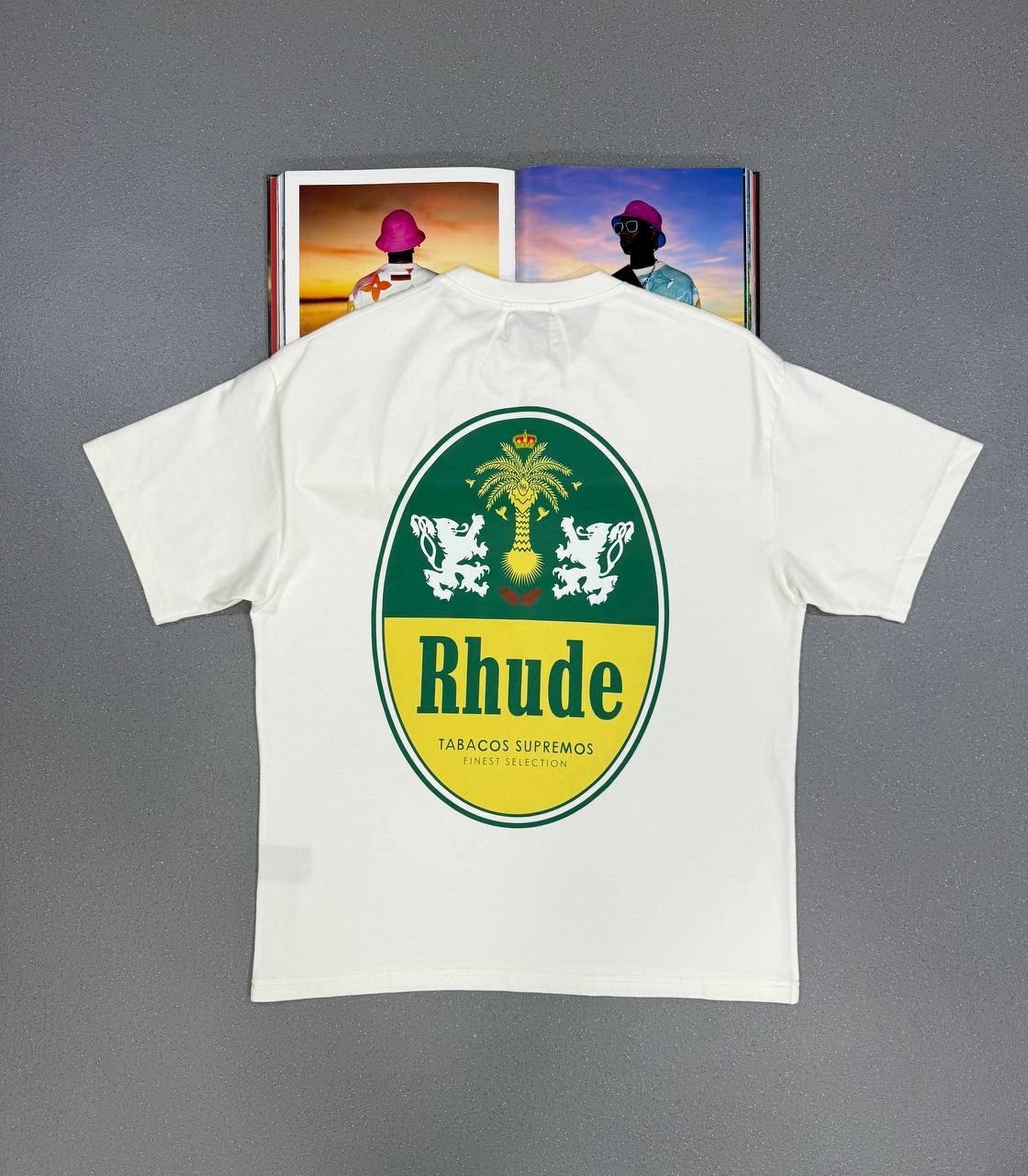 Rhude Tobacco Crew Neck Graphic Print T-shirts Mens in 2 Colors UK Reps AAA Quality