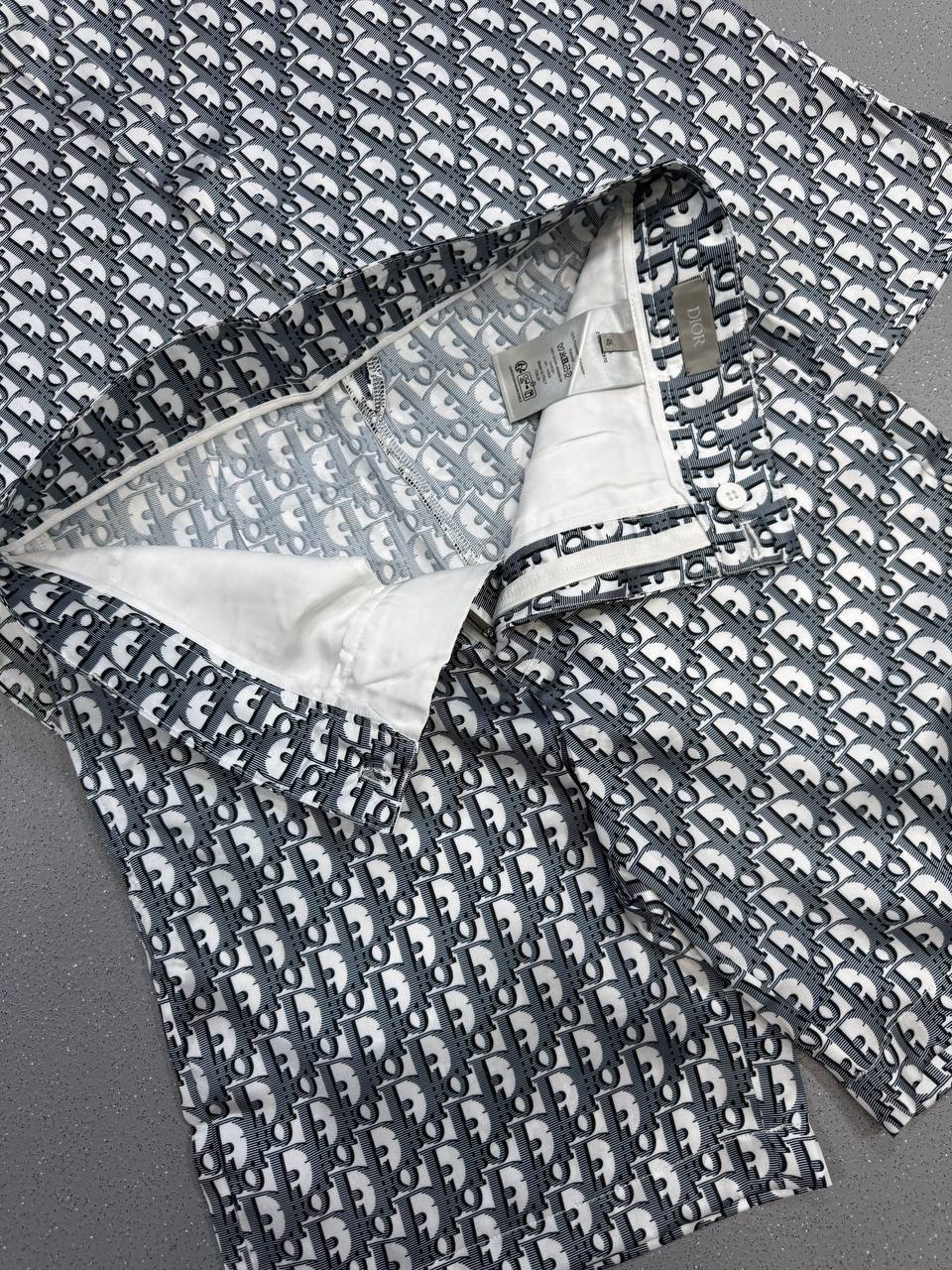 Dior Oblique Short-Sleeved Shirt & Shorts Set Mens in Black/White Best Sale UK Reps AAA Quality