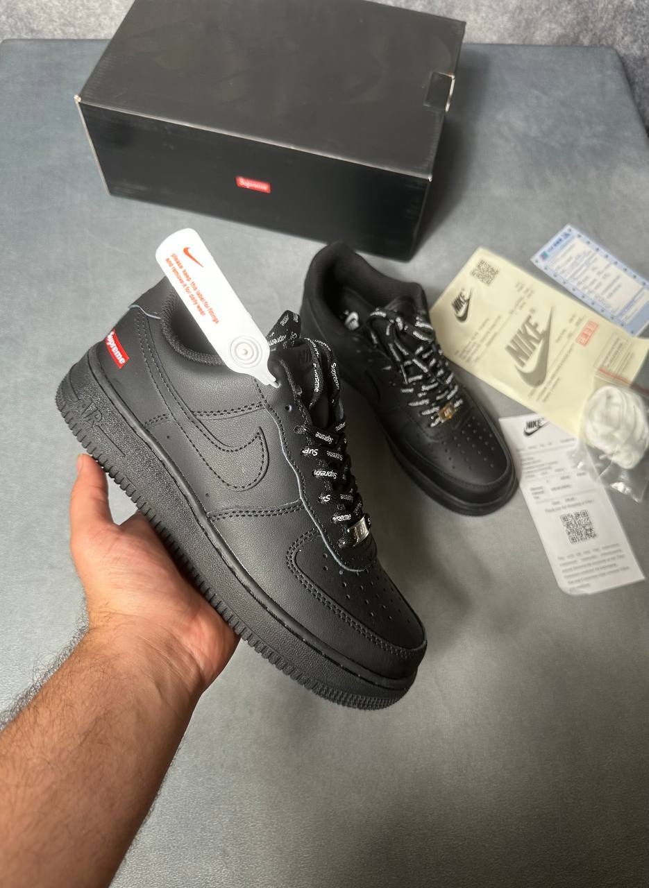 Nike Air Force 1 X Supreme in Black Mens Shoes Best Sale UK Reps AAA Quality